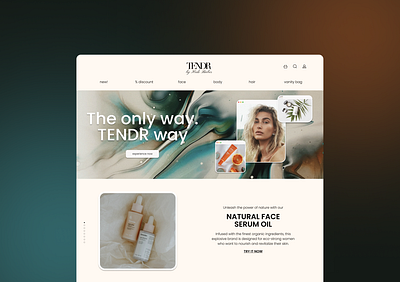 TENDR - Eco-cosmetics ladning page by Ewe design desktop e commerce eco exclusive fresh landing minimal online products shopping ui