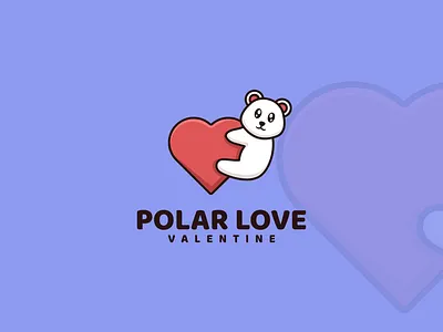 Polar Love Logo adorable animal branding cartoon clean cute design graphic design illustration logo love mascot polar bear valentine vector