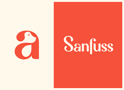 Sanfuss 2d branding clean dog illustration logo modern orange sanfuss simple typography