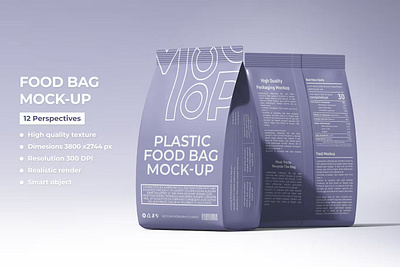 Matte Plastic Food Packaging Bag PSD Mockup graphic design mock up mockup packaging