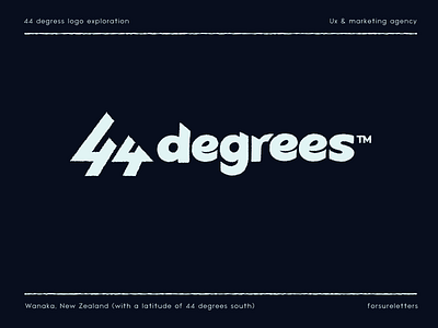 44 degrees _ logotype agency app calligraphy custom flow handmae hidden identity lettering logo modern mountains nature newzealand script smart tech type ux wordmark