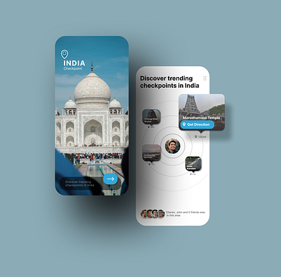 INDIA Checkpoint - Tourism App UI app checkpoint design figma graphic design india tourism nearby places tourism tourism app ui