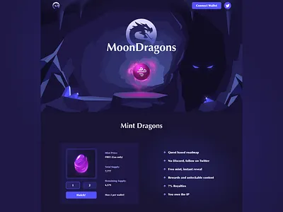 MoonDragons branding design illustration landing nft ui ux