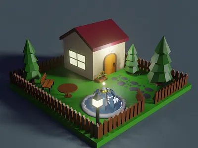 Low Poly House Simple 3d blender design garden illustration low poly lowpoly