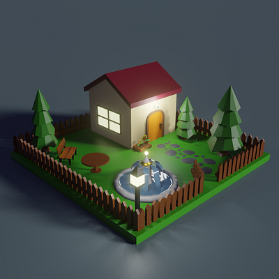 Low Poly House Simple 3d blender design garden illustration low poly lowpoly