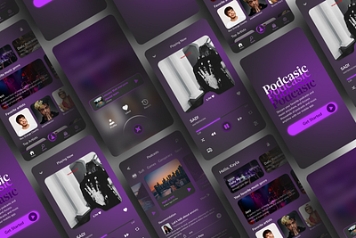 Podcasts and Musics Player Mobile App #podcasic android app design app branding design figma music music player podcast podcast player streaming podcast ui