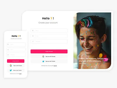 Sign up Page / Create an account 001 app app design design digital ui ux uxui