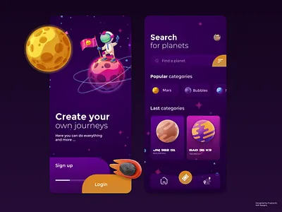 Space app design ui ux