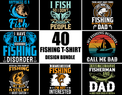 Fishing T-Shirt Design Bundle bassfishing carpfishing catchandrelease custom fish fishing fishinglife nature outdoors t shirt typography vector ventage