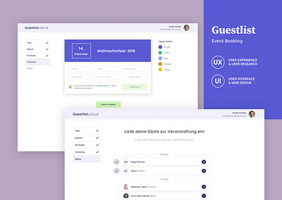 Guest list – Event booking app | UX & UI branding graphic design ui ux web design