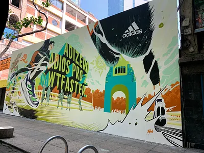 ADIDAS mural adidas city illustration jilipollo jogging mural run running sneakers urban