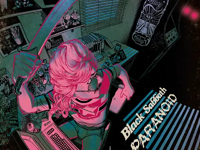 Paranoid arcade black blacksabbath computer cool cover gamer illustration jilipollo metal paranoid retro sabbath vintage
