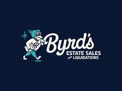 Byrd's Estate Sales & Liquidations bird custom lettering lettering mascot mid century script vintage