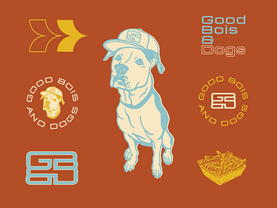 Good Bois and Dogs badge brand branding cart diner dog food french fries gbd greenville hand drawn hotdog illustration logo mark rebrand restaurant stamp truck vintage