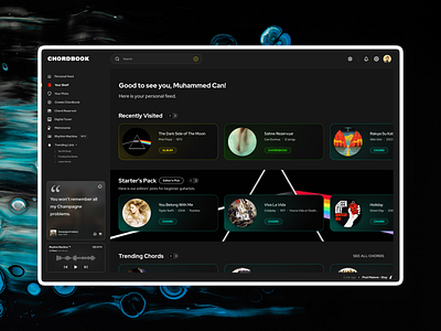 Chordbook app dashboard graphic design music ui ux web