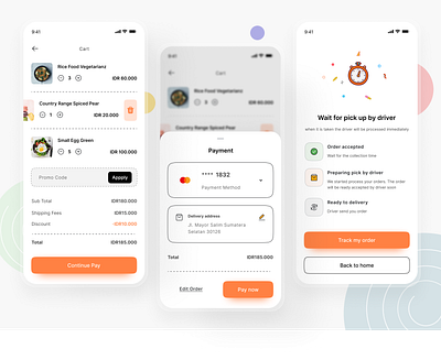 Foodin Delivery App app card cart checkout clean code delivery discount food ios mobile order payment pickup profile promo sell shipping track tracking