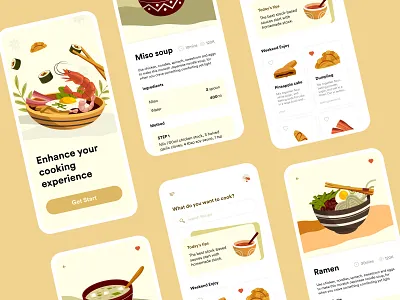 Recipe App app design food product design recepe ui ux