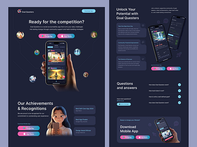 Goal Questers // Landing page app branding clean design figma graphic design minimal mobile app ui ux