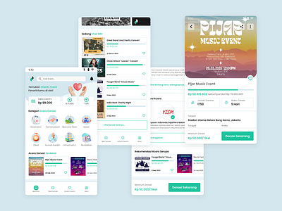 Pijar Music : Music Concerts for Charity app design charity charity app charity event design donation fund logo mobile design mockup music app music concert p2p ticket app ui ux vector