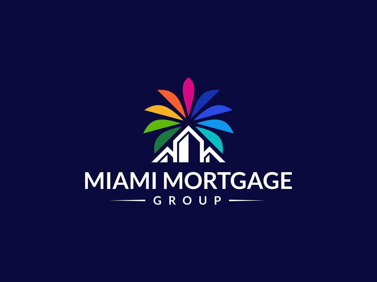 Miami Mortgage Logo beach branding coastal colorful colorfull logo combination logo design finance full color initial logo logo miami logo modern logo mortgage logo palm tree real estate sunny tree logo tropical vibrant