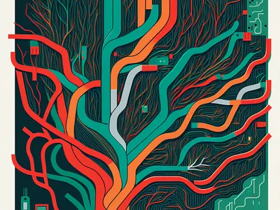 Blood Vessels As Tech Illustration art concept art digital digital art illustration