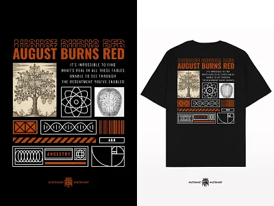 Ancestry atom august burns red band merch barcode brain brutalism dna family tree fibonacci golden ration line art maximalism merch design merchandise metal metalcore monoline oval street wear tree