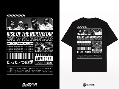 North Star band band merch barcode cyberpunk france hardcore hiragana japan kanji katakana mask maximalism merch merch design merchandise parental advisory rise of the northstar star street wear tshirt design