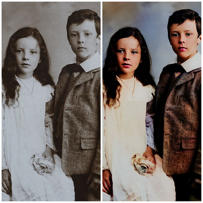 Photo Restoration Demo #3 "Two kids color restoration" tarih