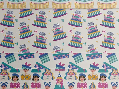 Colorful Birthday birthday birthday illustration birthday package colorful colorful birthday craft craft package design girl graphic design graphic illustration illustration pattern product design seamless pattern