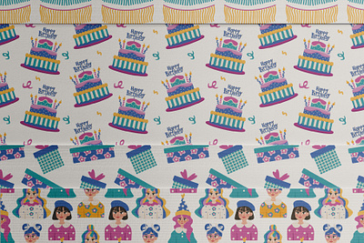 Colorful Birthday birthday birthday illustration birthday package colorful colorful birthday craft craft package design girl graphic design graphic illustration illustration pattern product design seamless pattern