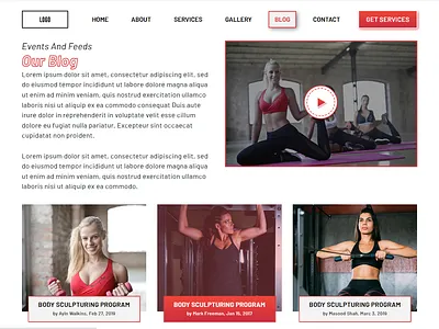 GYM blog design gym fitness gym website ux ui design website design