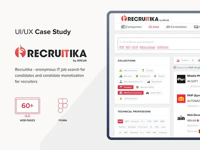Recruitika - UI/UX Case Study case study design figma job site messenger ui ux work site
