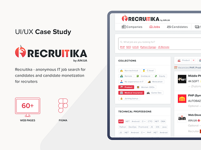 Recruitika - UI/UX Case Study case study design figma job site messenger ui ux work site