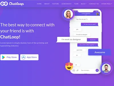 Chatloop hero section design chat website design chatloop hero section