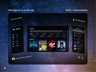 100 Days of UI - Day #073 (Virtual Reality) adobe xd app app design branding daily ui 73 dailyui dailyui 073 day 073 day 73 design figma graphic design illustration logo ui vector virtual reality virtual reality ui vr vr ui