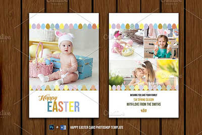 Easter Photo Card baby card card design cute easter easter 2025 easter card template easter greatings easter photo card egg hunt family greeting card family photo family portriat greeting card happy easter lovely template new born photoshop template postcard sale