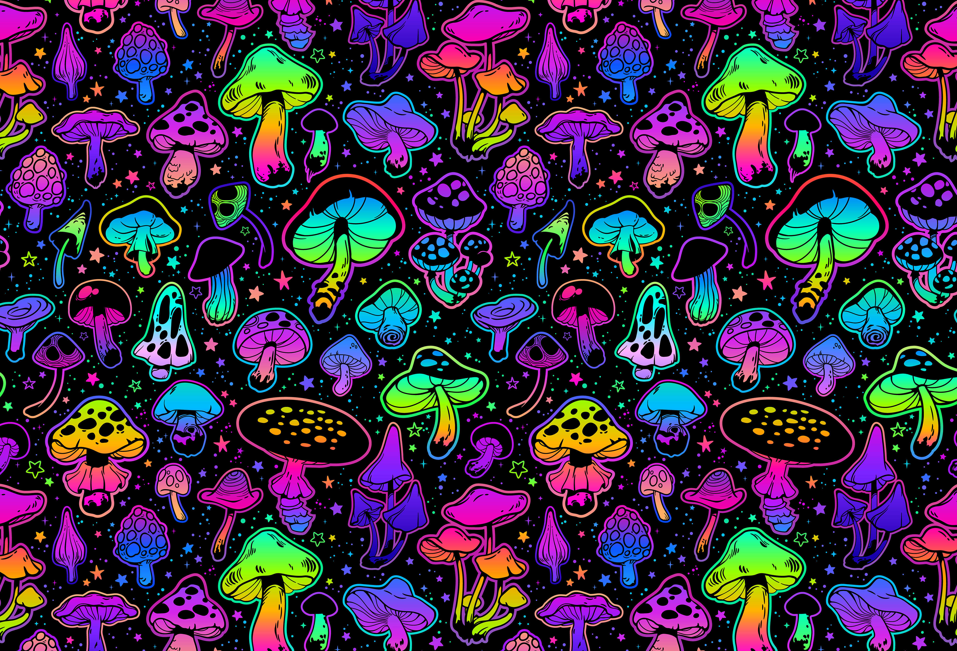 Bright mushrooms animation design graphic design illustration multicolored nature vector wallpaper