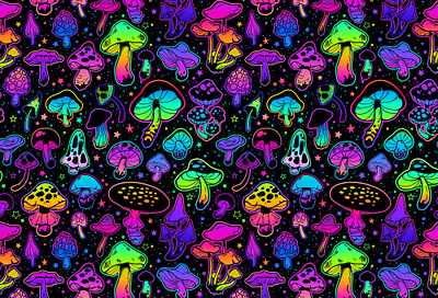 Bright mushrooms animation design graphic design illustration multicolored nature vector wallpaper