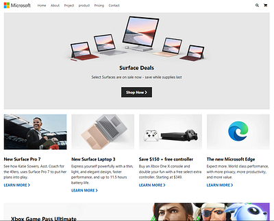Full Microsoft Website. animation css css3 design html html5 illustration js microsoft microsoft website responsive website sass scss ui website design website like microsoft