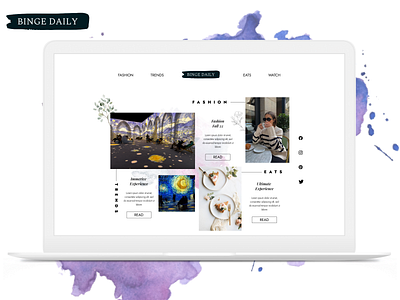 Binge Daily - Online Media Company adobexd branding design figma illustration landing page landing page design minimal minimal design modern web design responsive design ui uiux user experience userinterface web design website design