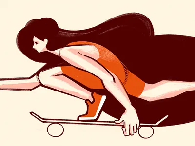 Skater girl girl illustration ipad procreate skate skater