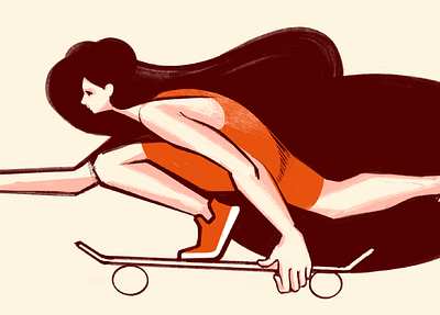 Skater girl girl illustration ipad procreate skate skater