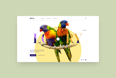 LORY | Landing page birds design green parrot ui ux web wildlife yellow