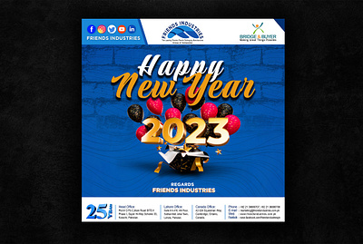 Happy New Year 2023 3d branding graphic design