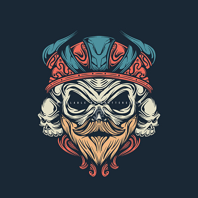 VIKING SKULL HEAD VECTOR ILLUSTRATION art character design doodle icon illustration logo mascot retro skull vector viking vintage