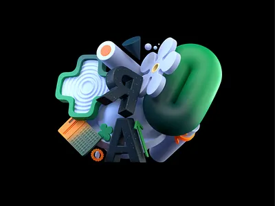 A.2 3d advertising b3d blender blender3d design fintech font illustration minimal render