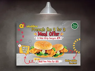 Poster & Meal Offer Design. branding design flyer food food design food promotion graphic design illustration instagram post poster print media print services ui