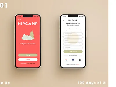 Sign Up Screens for Hipcamp app branding camp design hipcamp outdoor industry ui ux