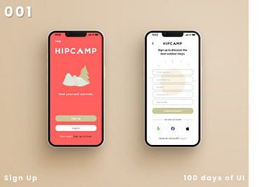 Sign Up Screens for Hipcamp app branding camp design hipcamp outdoor industry ui ux