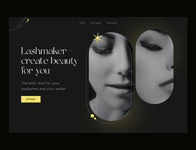 Firstpage for lashmaker beauty black branding design figma illustration minimalizm ui ux web design